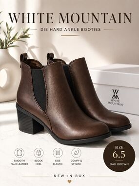 White Mountain Oak Brown Chelsea Ankle Booties